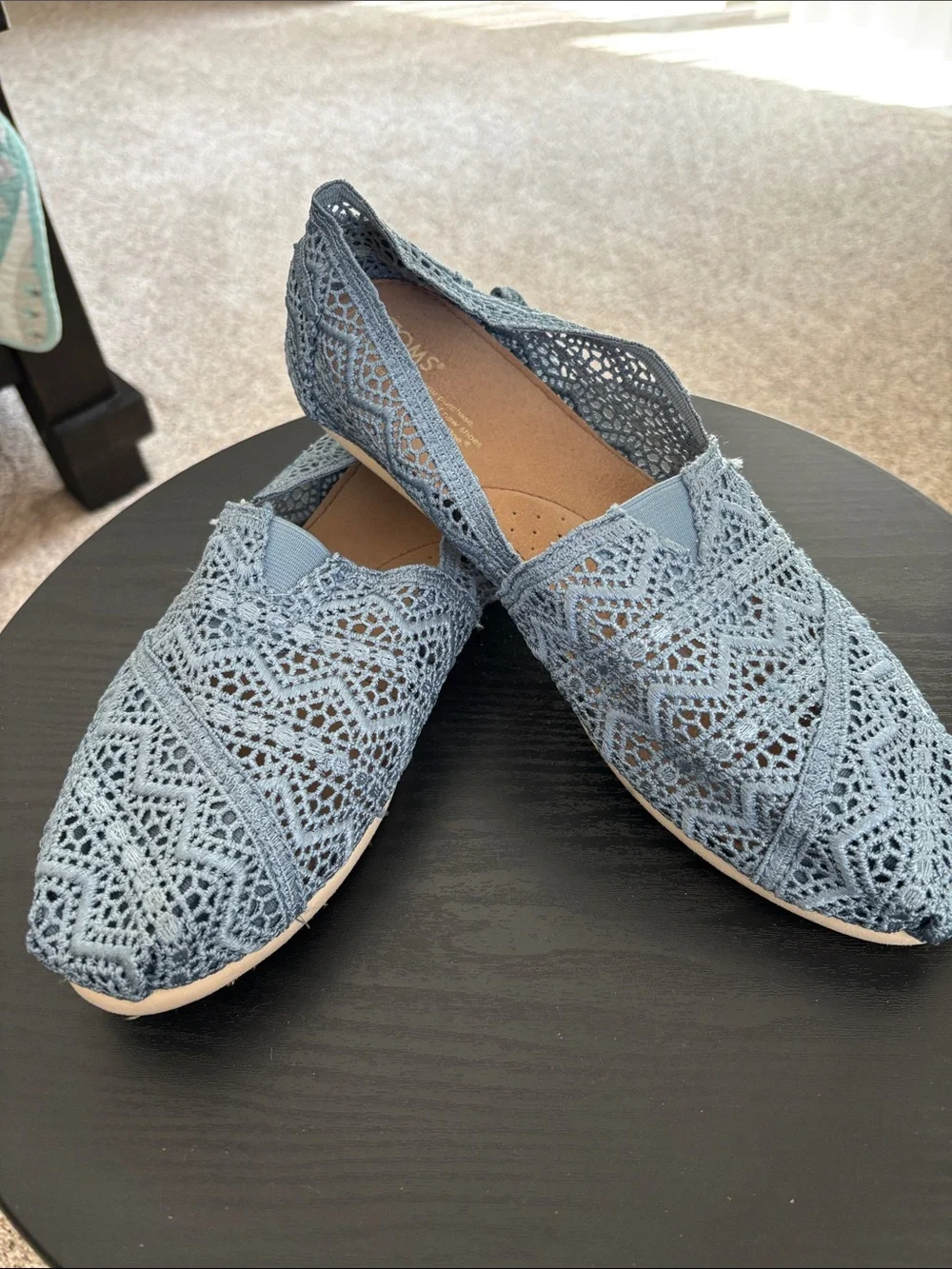 Toms Women's Crochet Slip-On Flats — Light Blue
